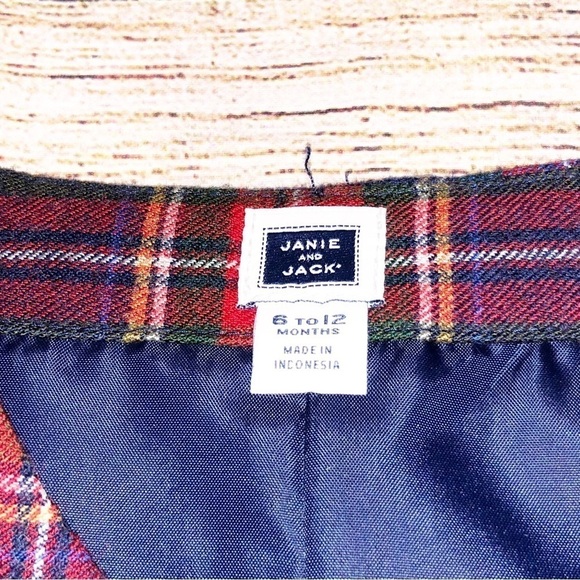 Janie and Jack Red and Blue Tartan Plaid Wool Vest Size 6-12 Months - Picture 2 of 10
